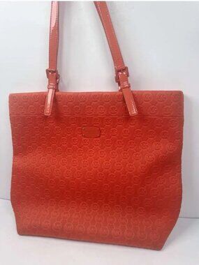 Michael Kors Neoprene MK Signature Tangerine Orange Quilted Tote Bag